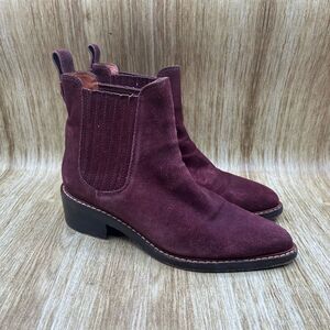 Coach Bowery Chelsea‎ Boots Women's Size 6B Red Suede Ankle Boots Shoes G1288
